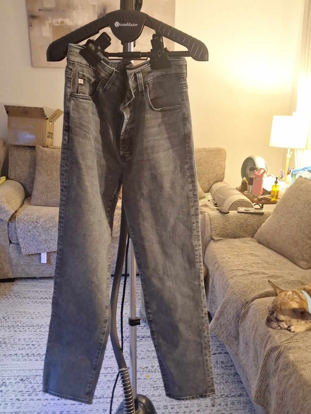 Alexis Washed Gray Straight-Leg Jeans